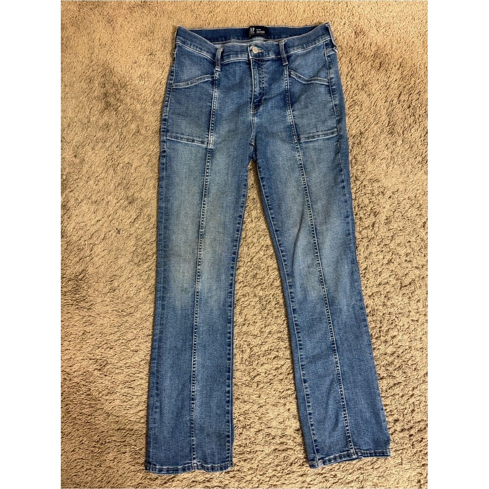 Gap Universal Baby Boot Jeans Women’s High-Rise Blue Seam-Detail size 12 Casual